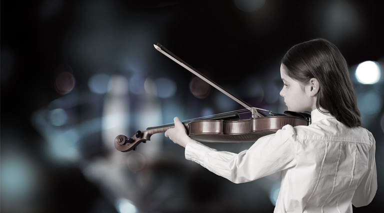 small child playing violin